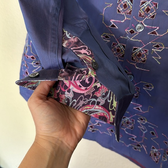 Opalesque Robert Graham Embroidered Button-Down Shirt Size Large, Men’s - Picture 4 of 7